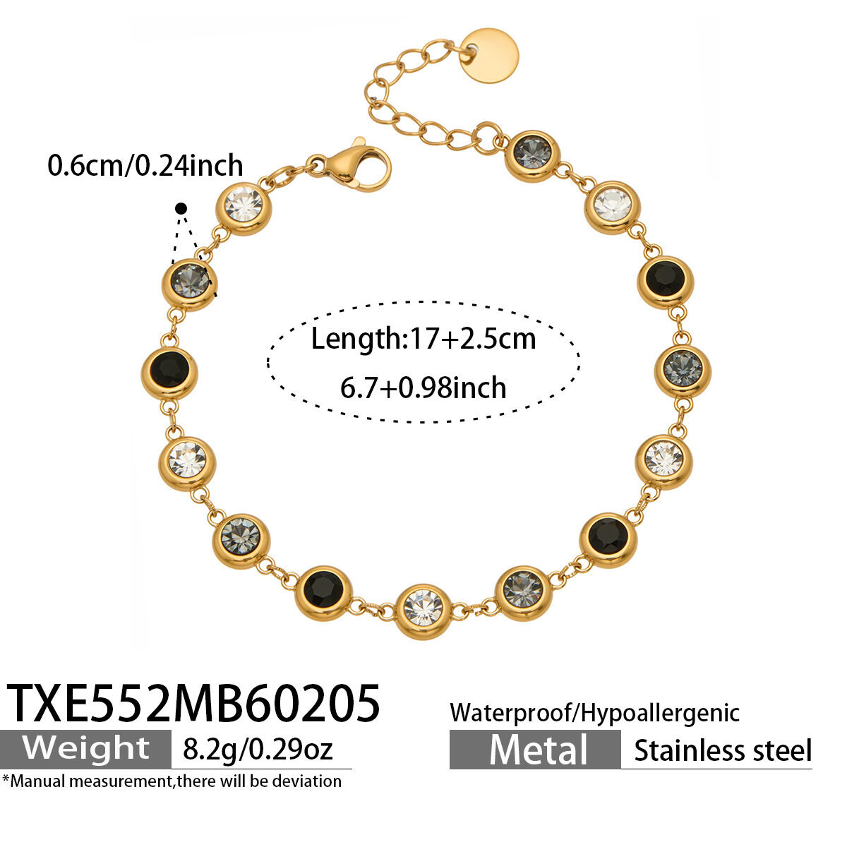 TXE552 - Bracciale in oro con diamanti e zirconi neri Immagine3