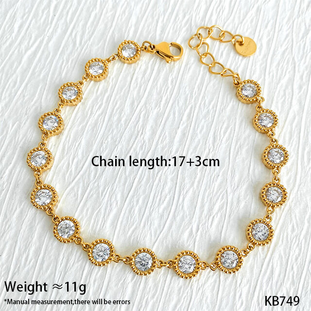 Gold and white diamond round bracelet KB749 Picture9
