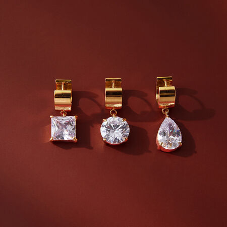 Pretty Rectangle Stainless Steel Gold Color Zircon Waterproof&Anti-tarnish Women's Drop Earrings