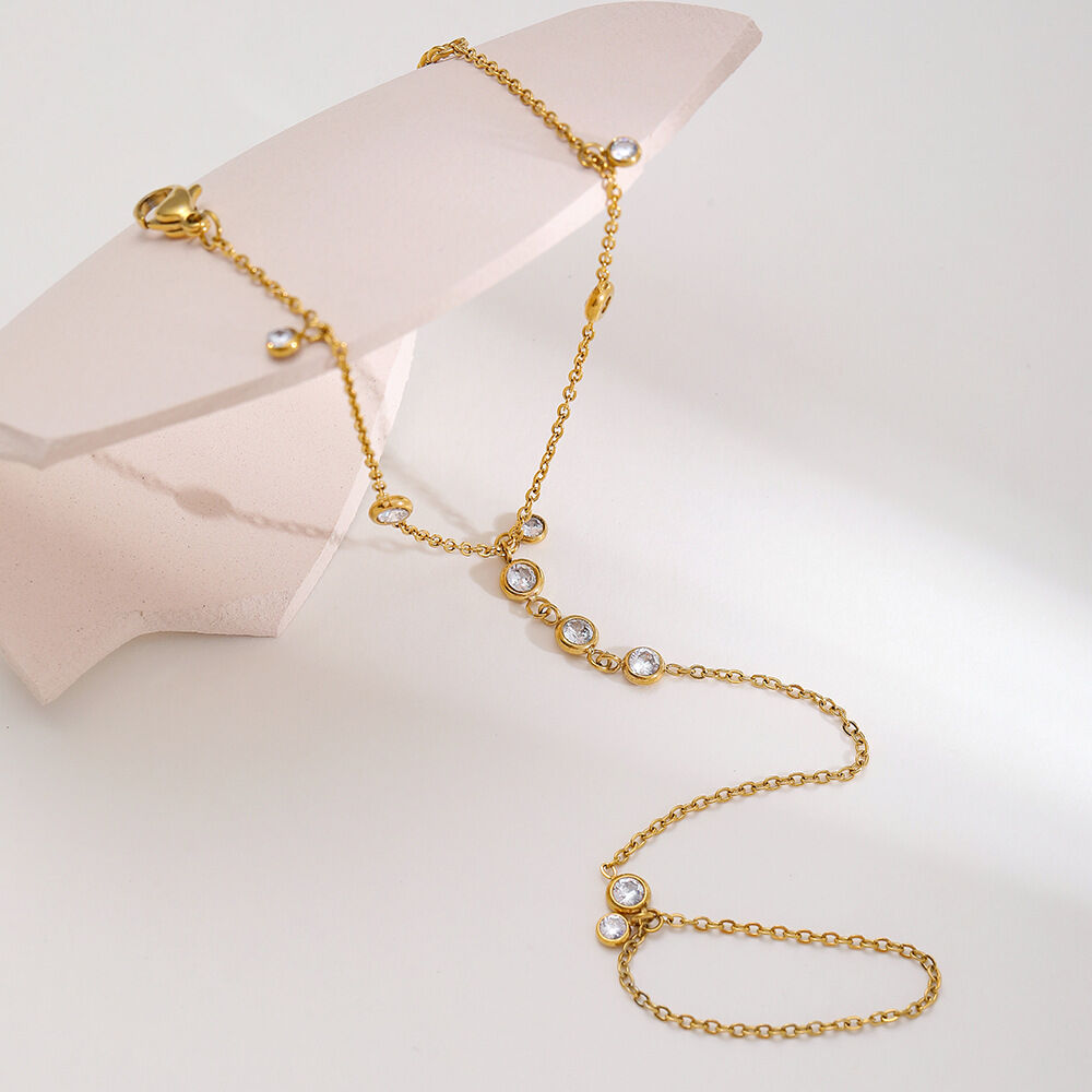 Simple Series Bohemian Chain Circle Stainless Steel Waterproof Gold Color Zircon Women's Chain Bracelets Picture3