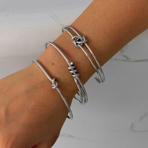 Simple Twist Lines Stainless Steel Waterproof Gold Color Women's Cuff Bracelets h5 Picture4