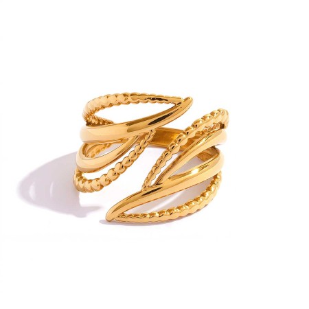 Daily Irregular Shape Stainless Steel Waterproof  Gold Color Women's Statement Rings