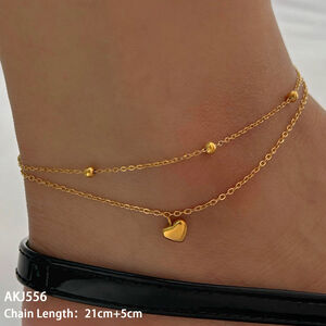 Daily Heart Stainless Steel Waterproof Gold Color Anklets h5