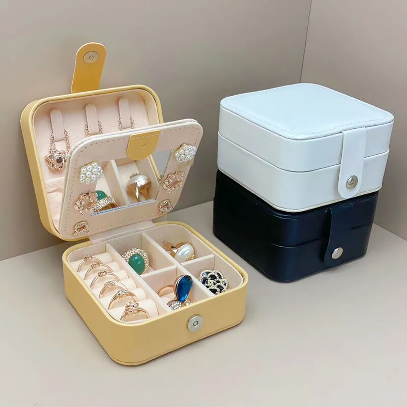 Simple Series Sweet Solid Color Pu Jewelry Boxes 2