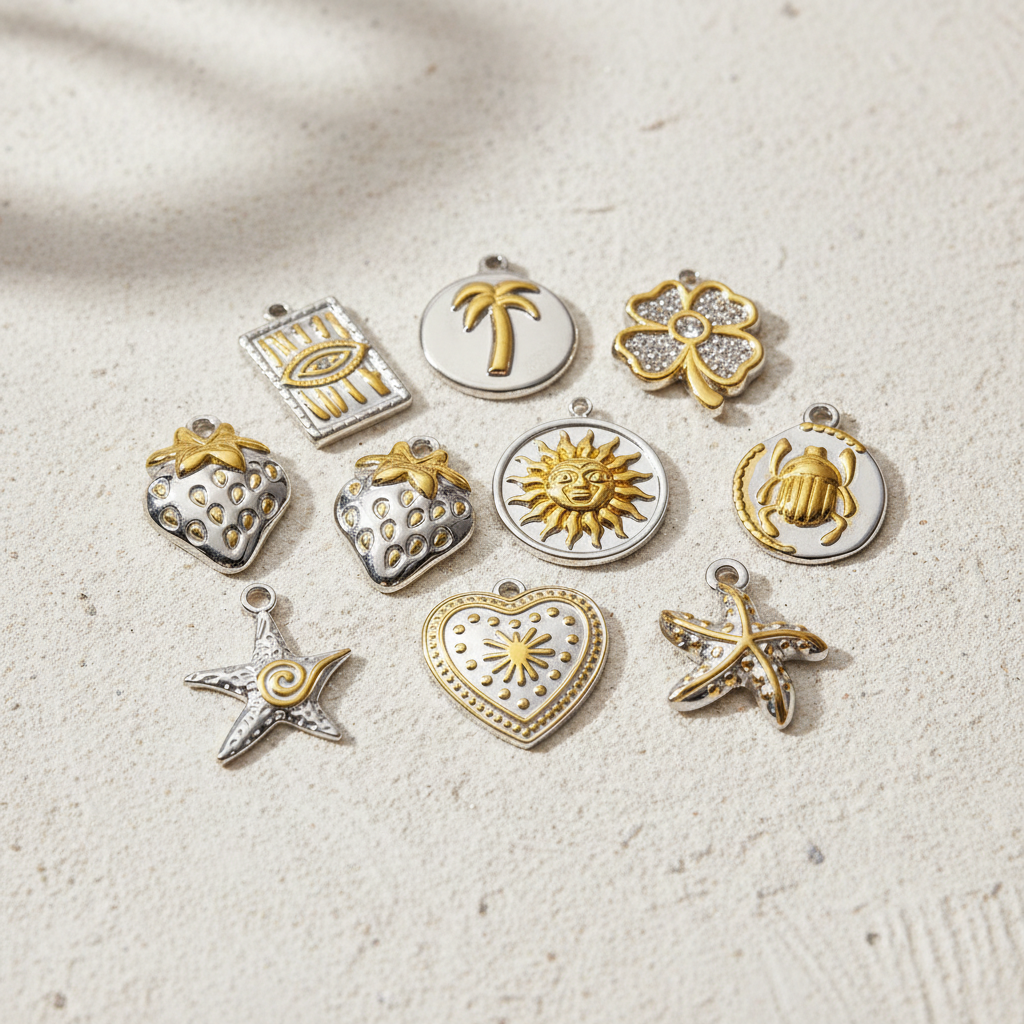 1 Piece Simple Mixed Gold Color And Silver Colors Stainless Steel Waterproof Women's Pendants