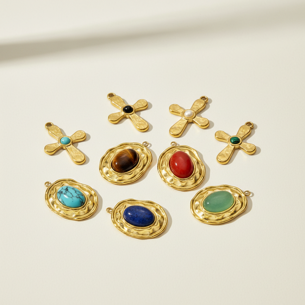 1 Piece Elegant Cross Natural Stones Women's Pendants