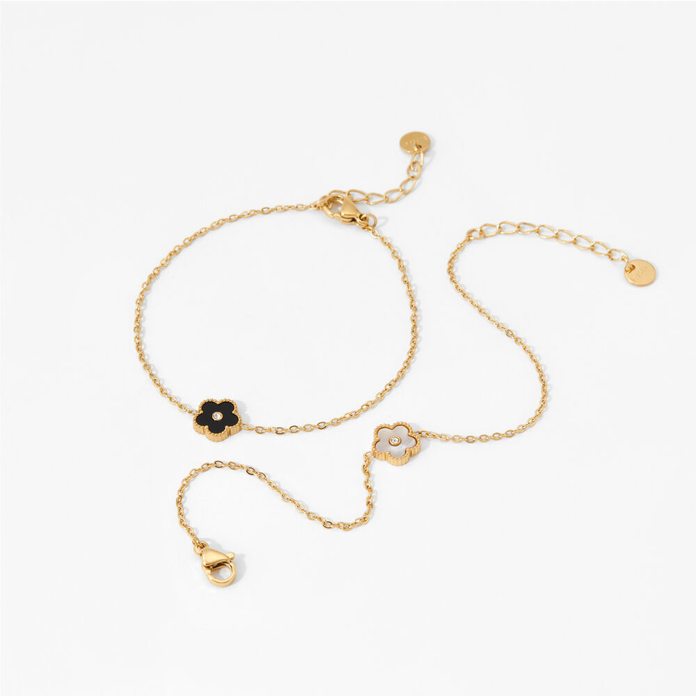 Cute Flower Stainless Steel Waterproof Gold Color Women's Charm Bracelets h5Picture3
