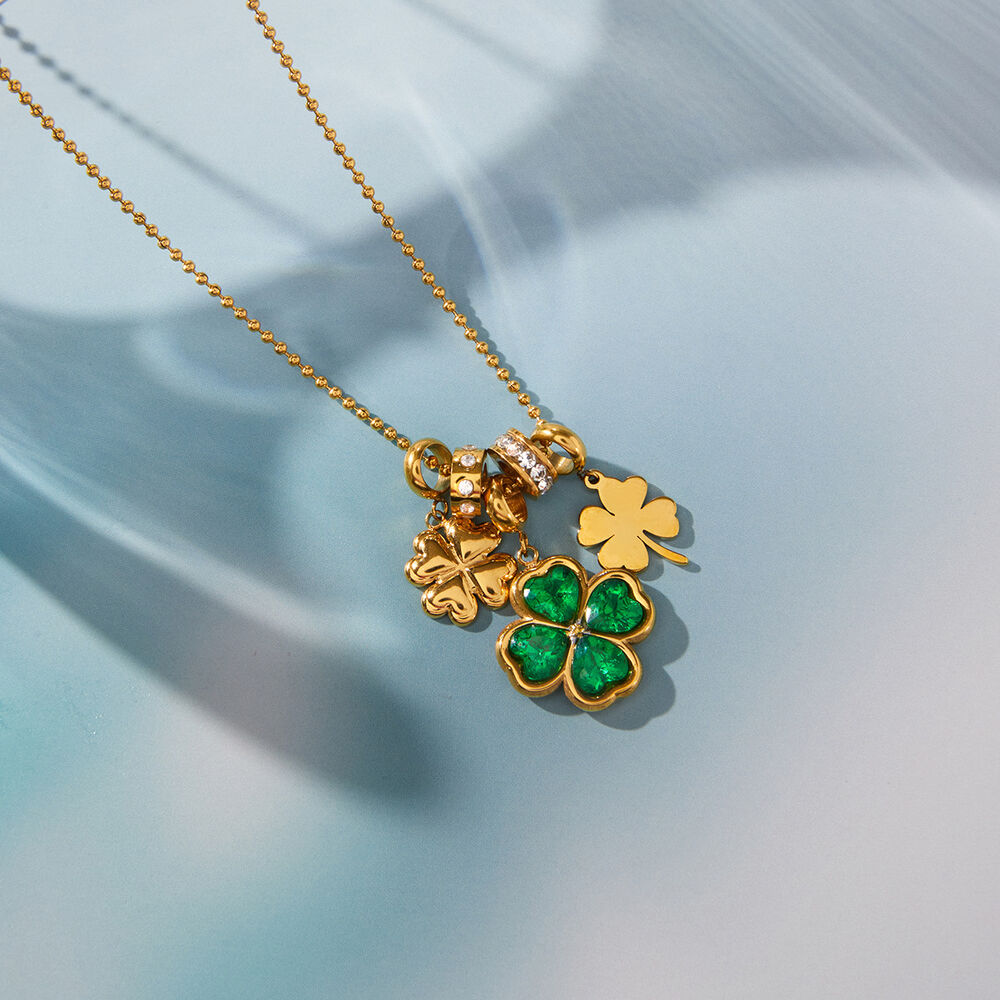 Ornate Clover Stainless Steel Gold Color Waterproof&Anti-tarnish Women's Necklaces Sets h5Picture6