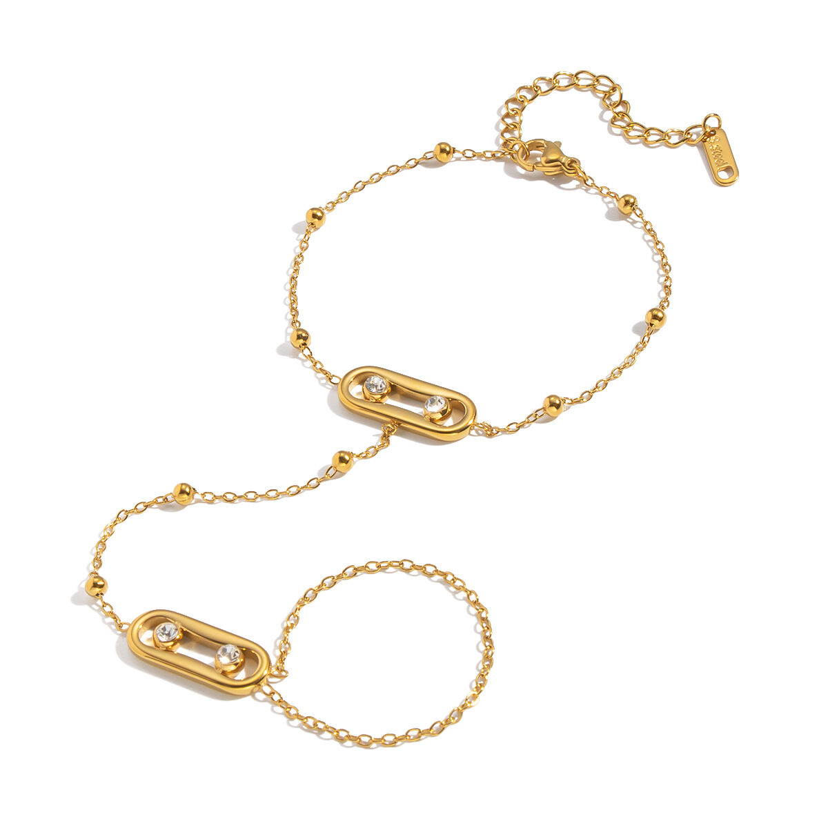 Luxurious Series Elegant Chain Stainless Steel Waterproof Gold Color Zircon Women's Hand Chain Picture5