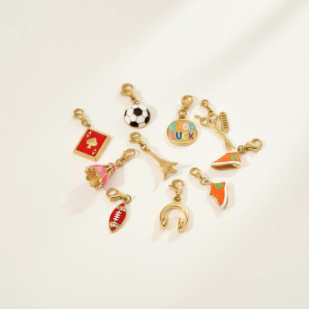 Sports Series DIY Titanium Steel Lobster Clip Gold Color Women's Pendants 2