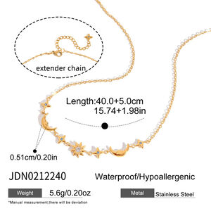 Luxurious Sun Star Moon Stainless Steel Gold Color Waterproof&Anti-tarnish Women's Jewelry Sets h5 Picture2