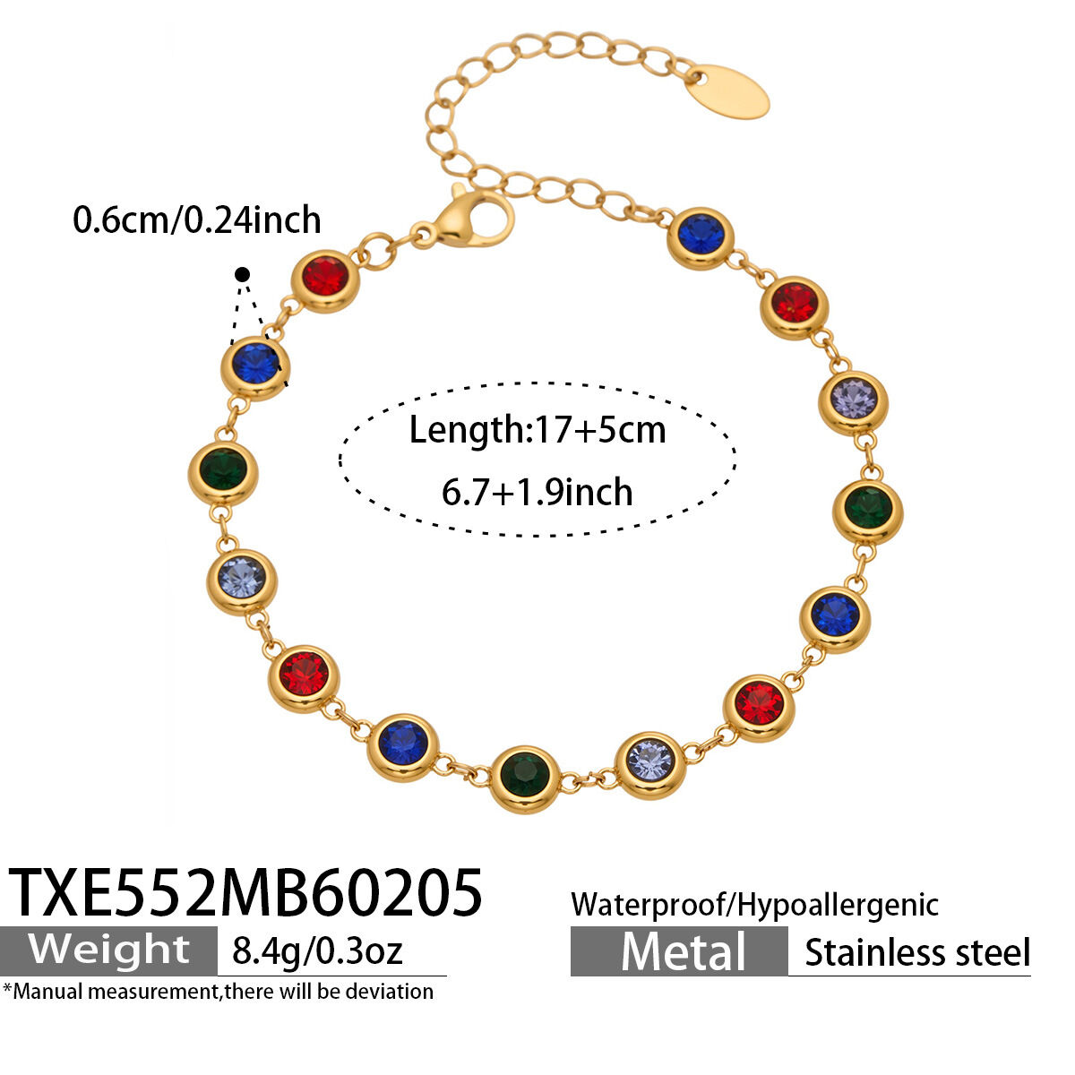 TXE552 - Bracciale in zirconia dorata con diamanti Immagine9