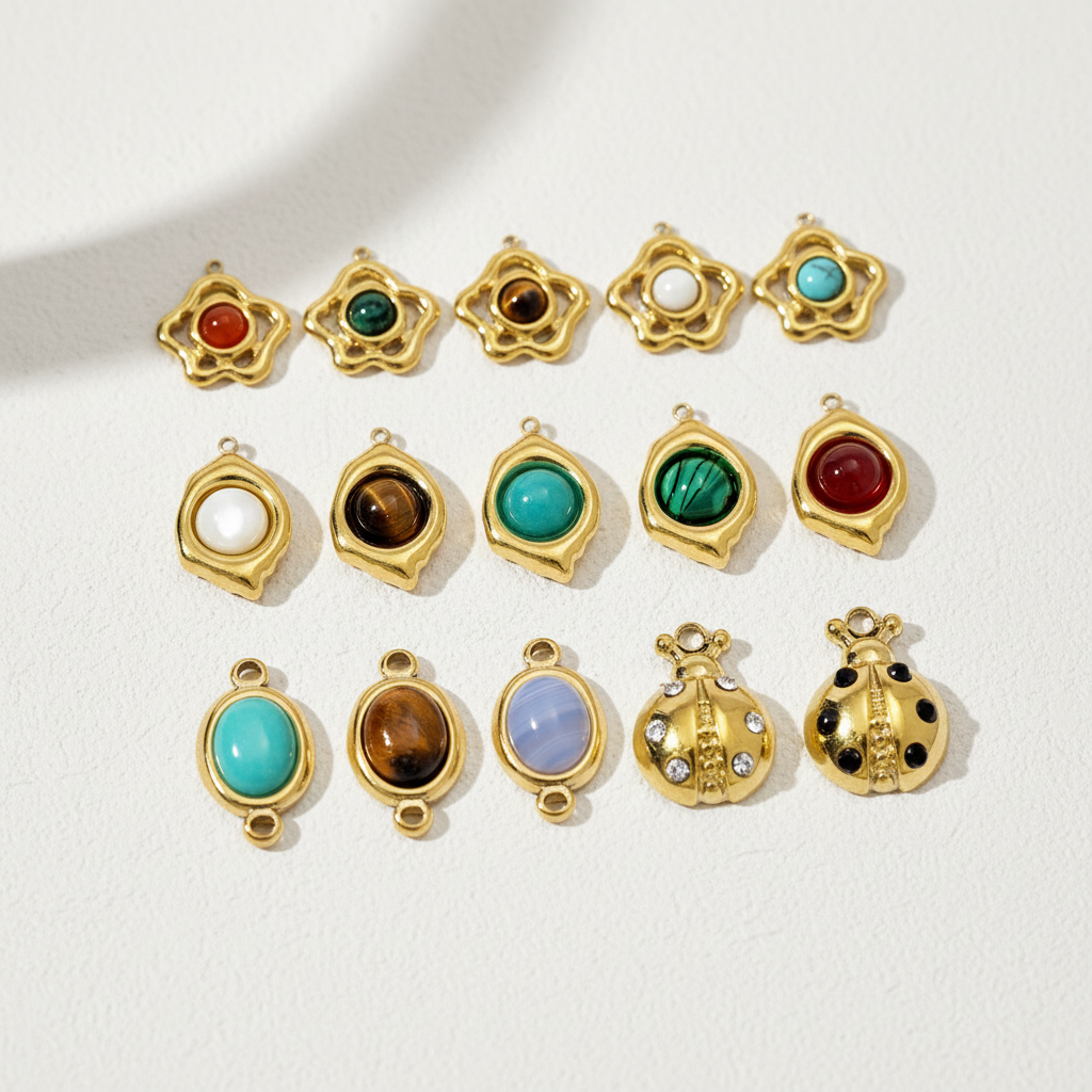 1 Piece Classic Flower Natural Stones Gold Color Women's Pendants