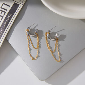 Tassel Mixed Gold Color And Silver Colors Stainless Steel Waterproof&Anti-tarnish Women's Dangle Earrings h5 Picture5
