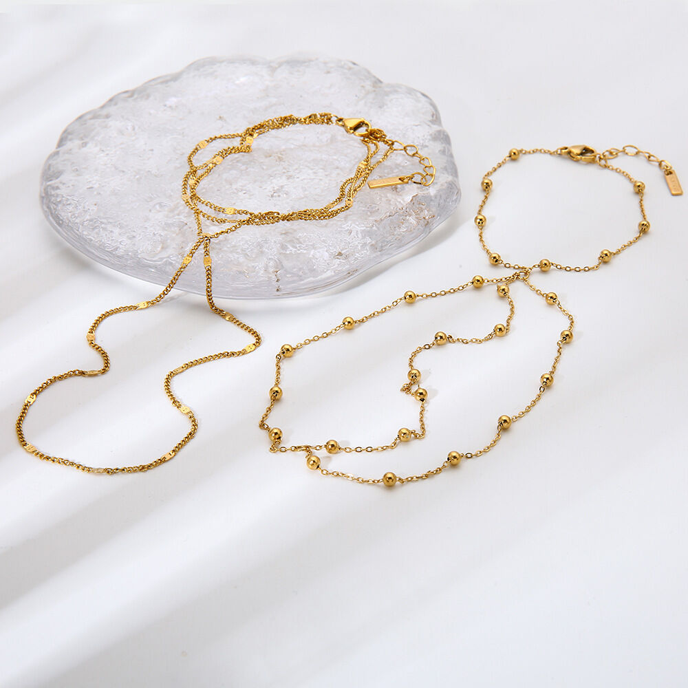 Simple Series Daily Chain Stainless Steel Waterproof   Gold Color  Women's Chain Bracelets Picture3