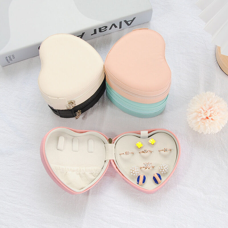 Simple Series Sweet Heart Solid Color Pu Jewelry Boxes Picture2