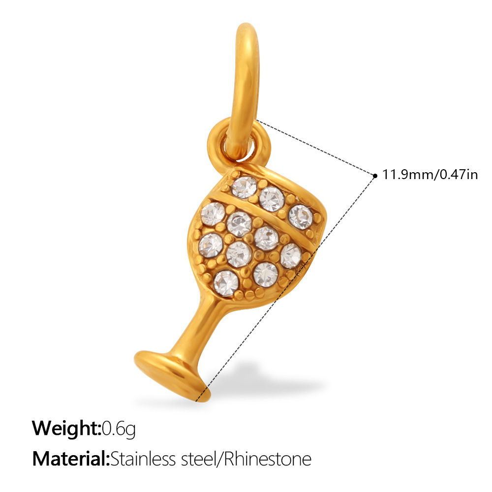 Simple Series Daily Irregular Shape Stainless Steel Waterproof Gold Color Rhinestone Unisex Pendants h5Picture2
