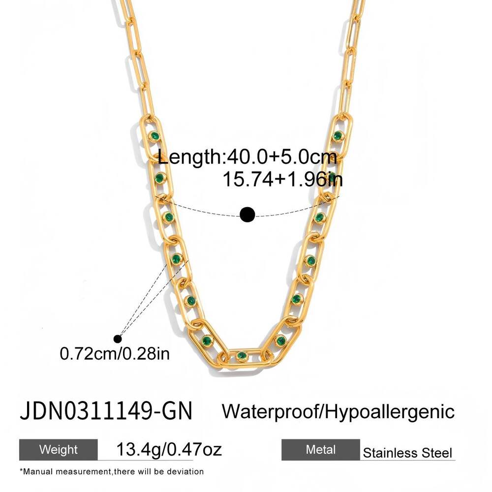 Simple Chain Stainless Steel Gold Color Zircon Waterproof&Anti-tarnish Women's Chain Necklaces h5Picture2
