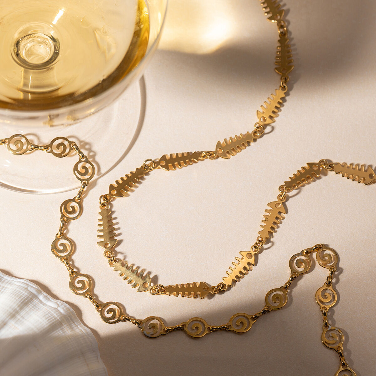 Fish&Thread Series Stainless Steel Gold Color Waterproof&Anti-tarnish Women's Chain Necklaces Picture6