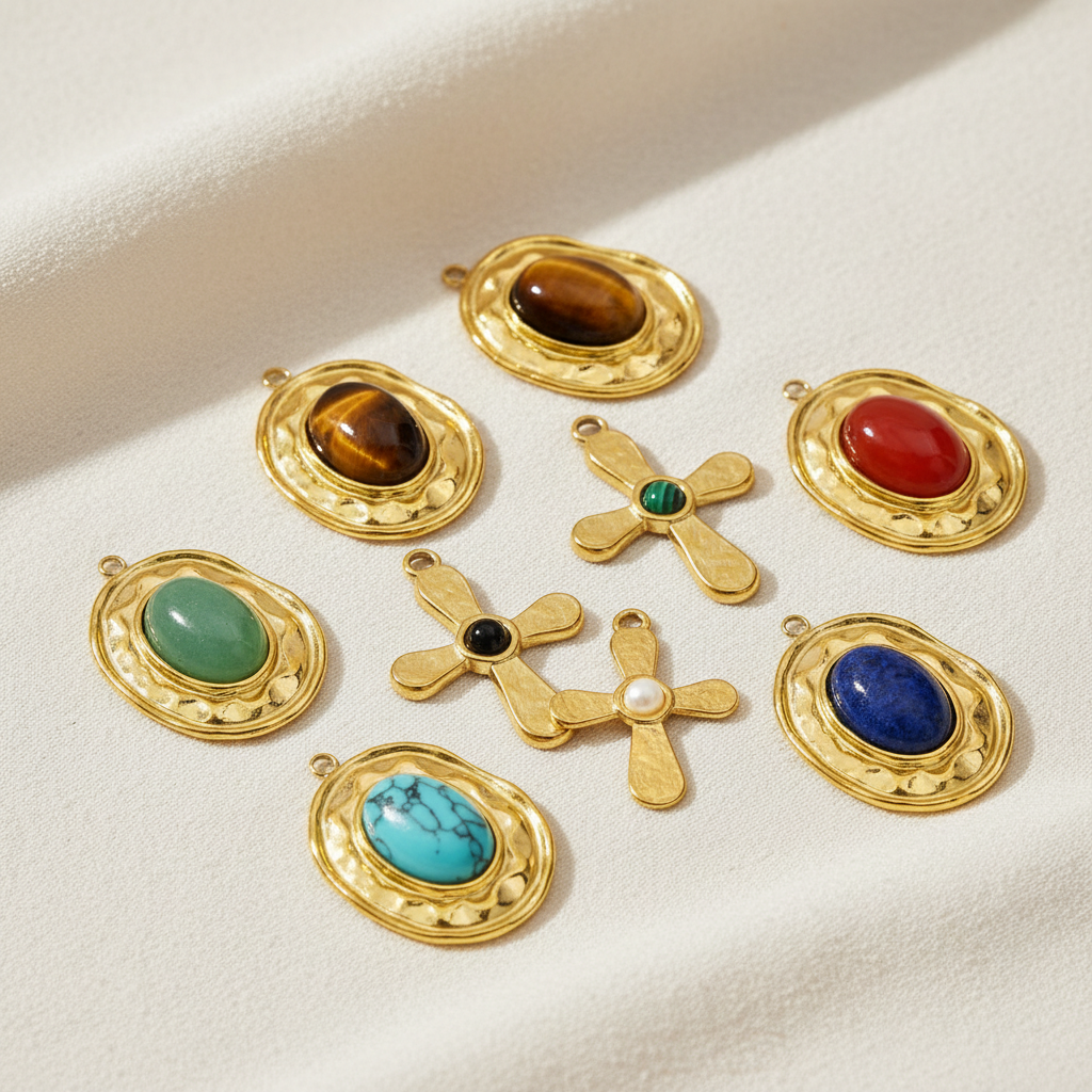 1 Piece Elegant Cross Natural Stones Women's Pendants 2