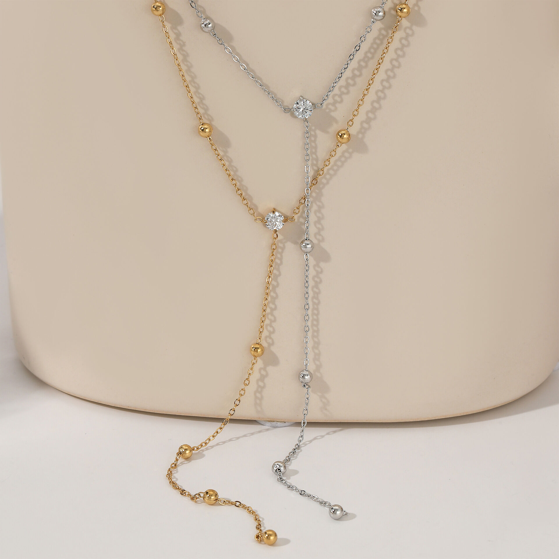 Delicate Lines Stainless Steel Waterproof Gold Color Women's Pendant Necklaces 2