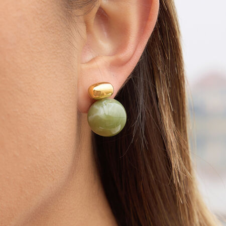 Retro Oval Stainless Steel Gold Color Acrylic Waterproof&Anti-tarnish Women's Stud Earrings