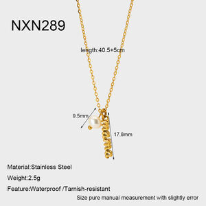 Casual Letter Stainless Steel Waterproof Gold Color Women's Pendant Necklaces h5