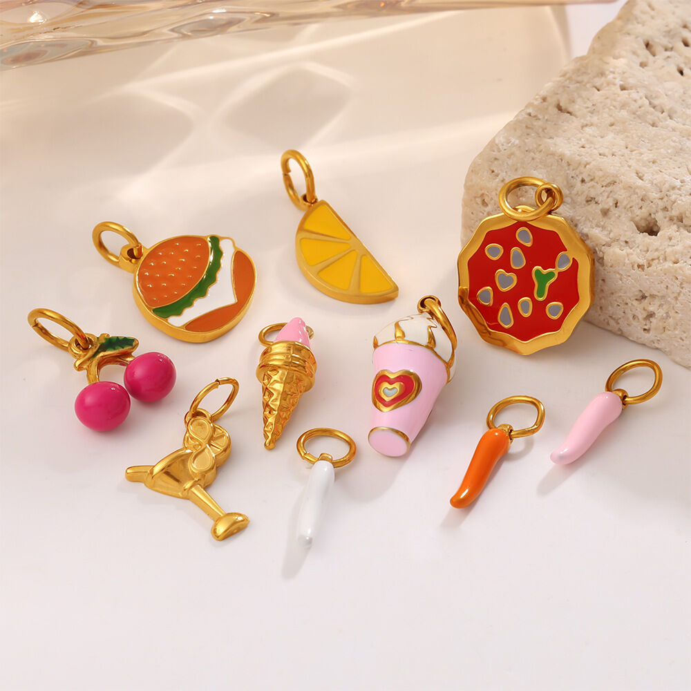 Simple Series Daily Irregular Shape Fruit Chili Stainless Steel Waterproof   Gold Color  Unisex Pendants h5 Picture2
