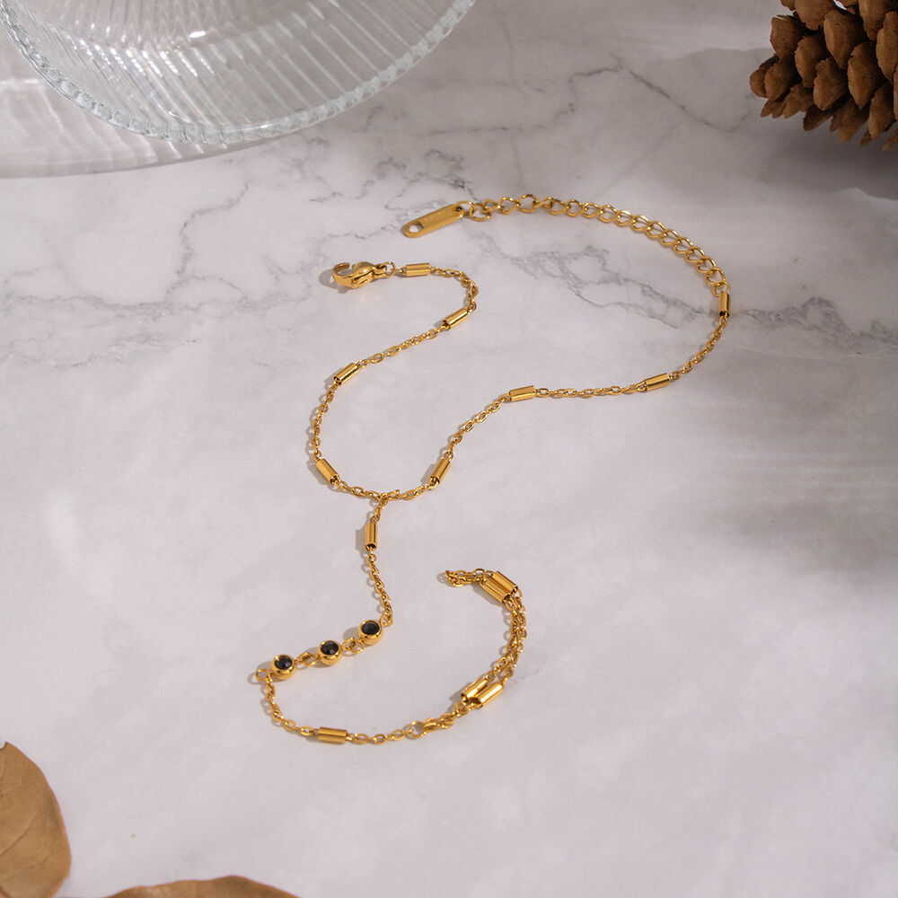 Casual Chain Stainless Steel Waterproof Gold Color Zircon Women's Hand Chain h5Picture3