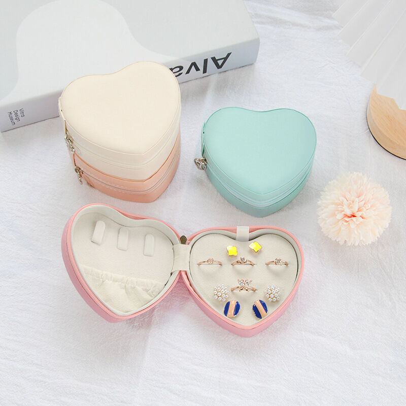Simple Series Sweet Heart Solid Color Pu Jewelry Boxes Picture3