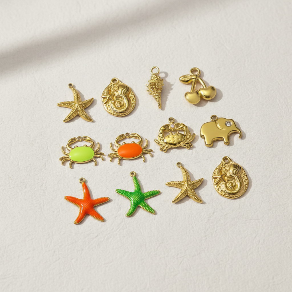 1 Piece Luxurious Series DIY Crab Stainless Steel Waterproof Gold Color Women's Pendants 2