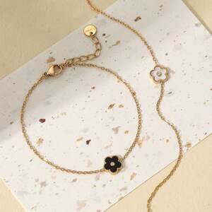 Cute Flower Stainless Steel Waterproof Gold Color Women's Charm Bracelets h5 Picture2