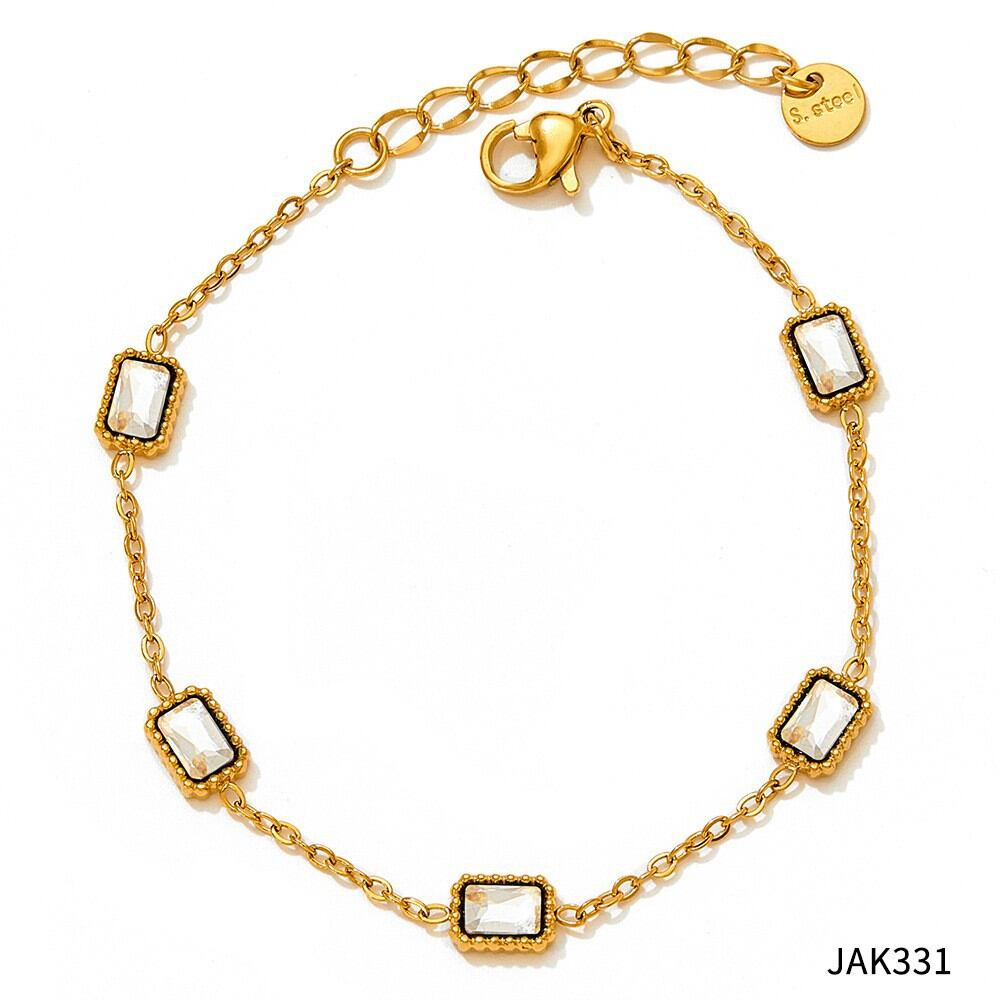 White Zirconium Gold Anklet A331 Picture4
