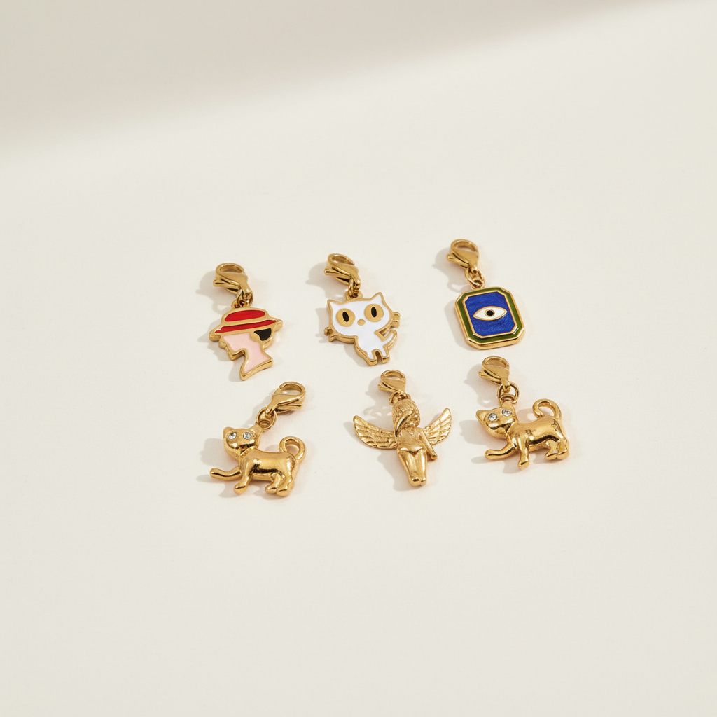 Pendentif délicat en acier titane doré avec fermoir mousqueton, style ange, à faire soi-même. 2