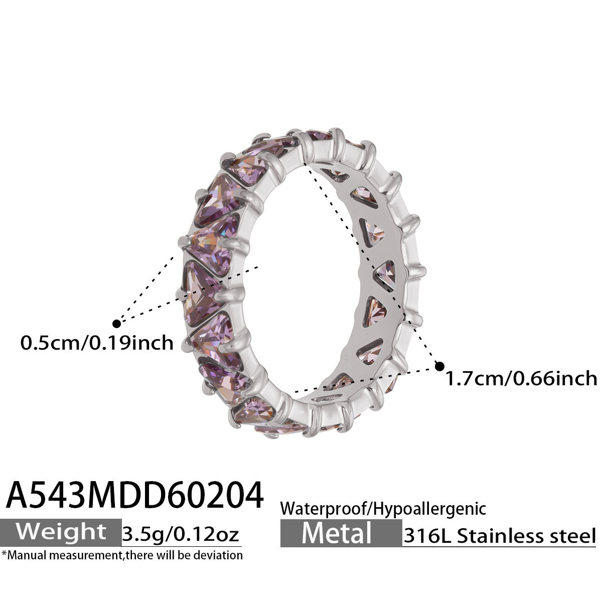 A543 - Steel-colored Zirconia Ring/No. 6 Picture16