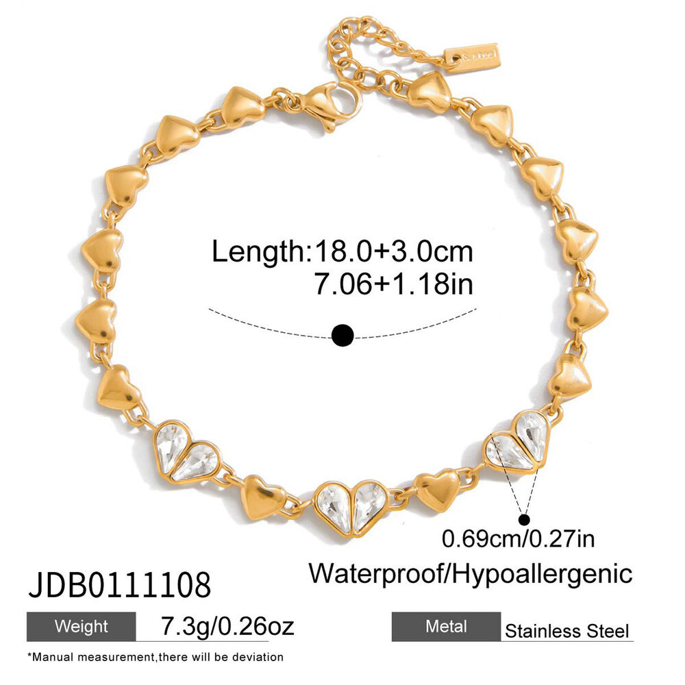 Polished Shine Heart Stainless Steel Gold Color Waterproof&Anti-tarnish Women's Jewelry Sets h5Picture2