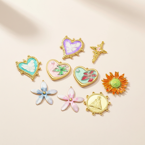 1 Piece Romantic Series DIY Heart Stainless Steel Waterproof Gold Color Women's Pendants h5 Picture3
