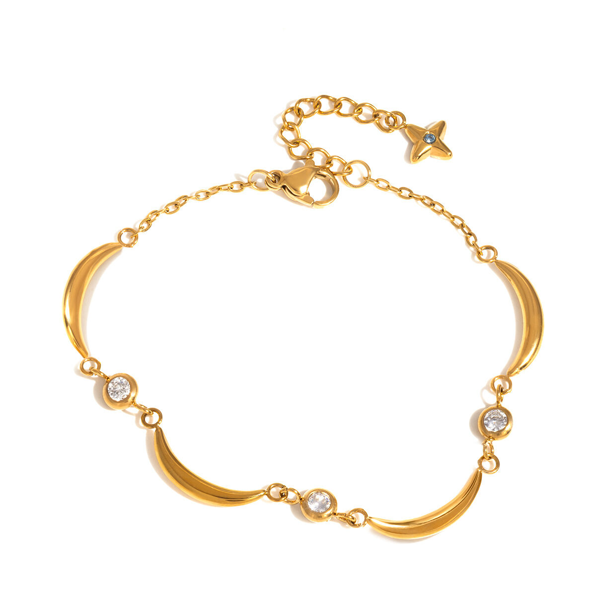 Classic Sun Star Moon Stainless Steel Gold Color Waterproof&Anti-tarnish Women's Charm Bracelets h5 