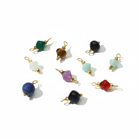 Retro Geometric Shape Natural Stones Gold Color Women's Pendants 2