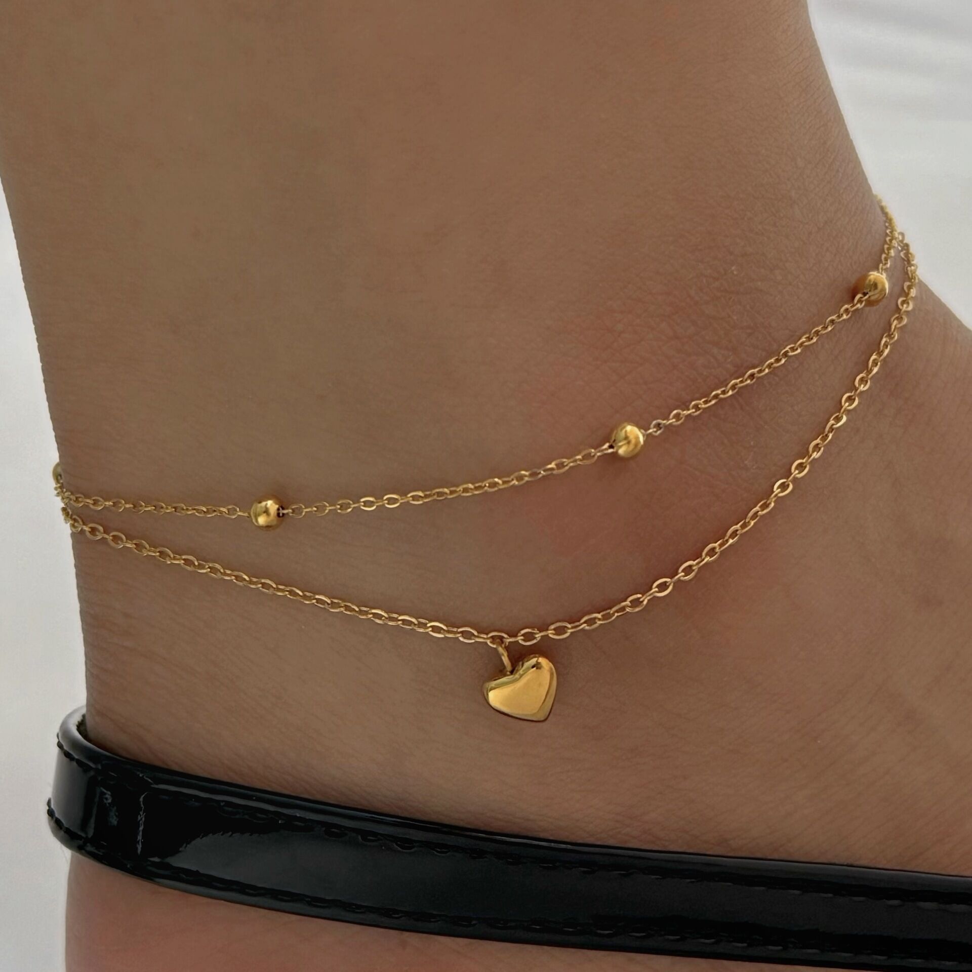 Daily Heart Stainless Steel Waterproof Gold Color Anklets