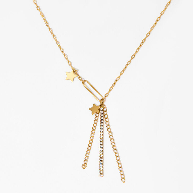 Simple Tassel Star Stainless Steel Waterproof Gold Color Women's Pendant Necklaces h5 Picture3