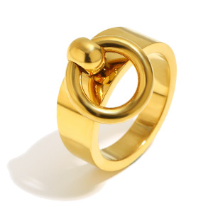 Simple Circle Stainless Steel Gold Color Waterproof Statement Rings h5 Picture2