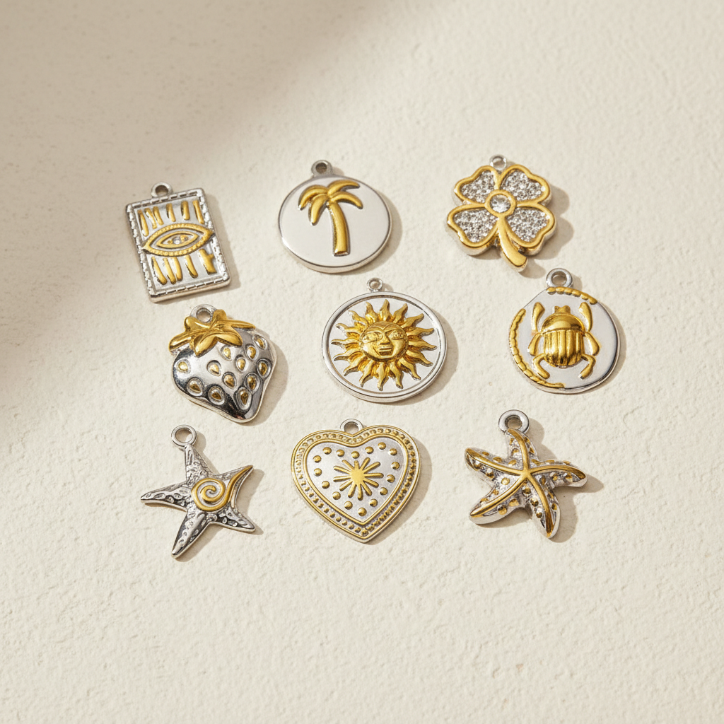 1 Piece Simple Mixed Gold Color And Silver Colors Stainless Steel Waterproof Women's Pendants 2