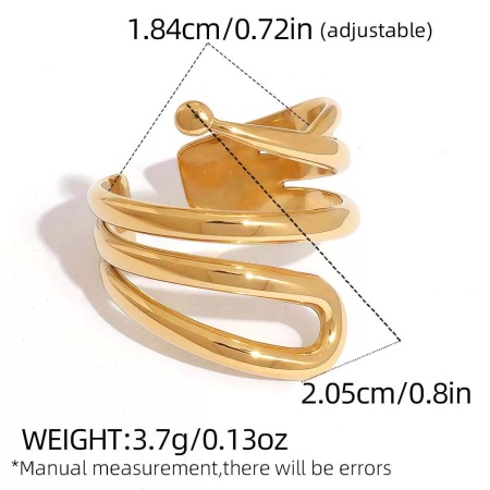Daily Irregular Shape Line  Stainless Steel  Waterproof  Gold Color Women’s Statement Rings