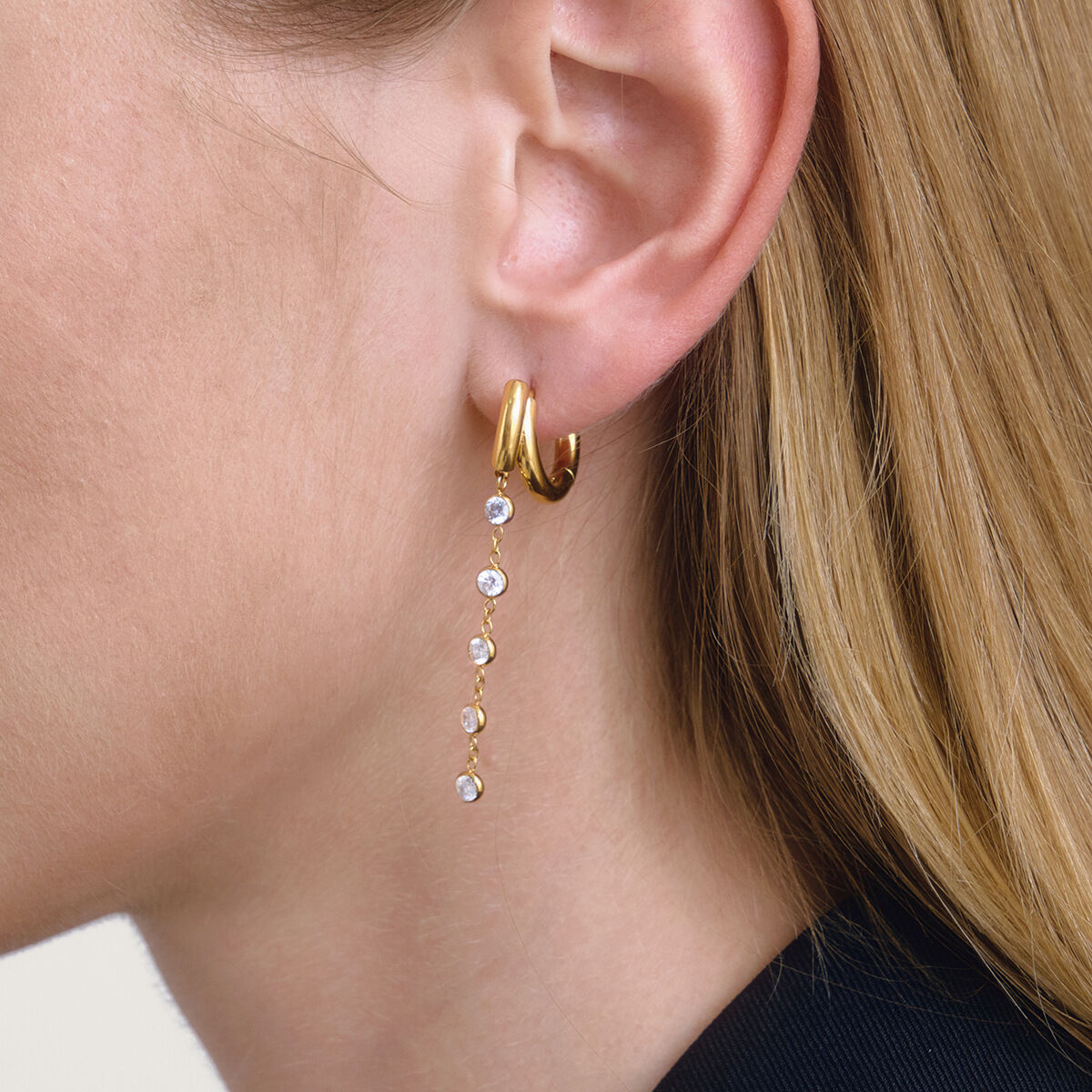 Gorgeous Tassel Stainless Steel Gold Color Zircon Waterproof&Anti-tarnish Women's Party Earrings 2