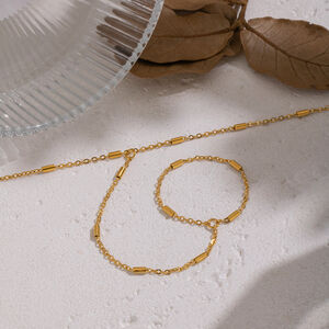 Einfache, wasserdichte Damenhandkette aus Edelstahl in Goldfarbe h5 Bild3
