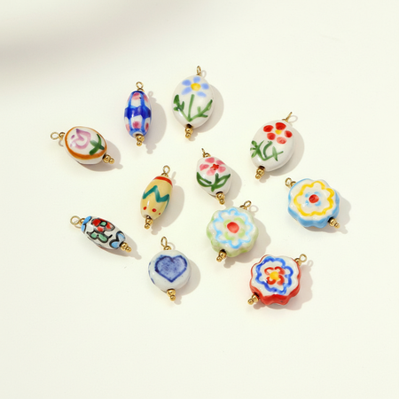 Elegant Flower DIY Ceramics Gold Color Women's Pendants 2