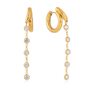 Gorgeous Tassel Stainless Steel Gold Color Zircon Waterproof&Anti-tarnish Women's Party Earrings h5