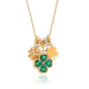 Ornate Clover Stainless Steel Gold Color Waterproof&Anti-tarnish Women's Necklaces Sets h5