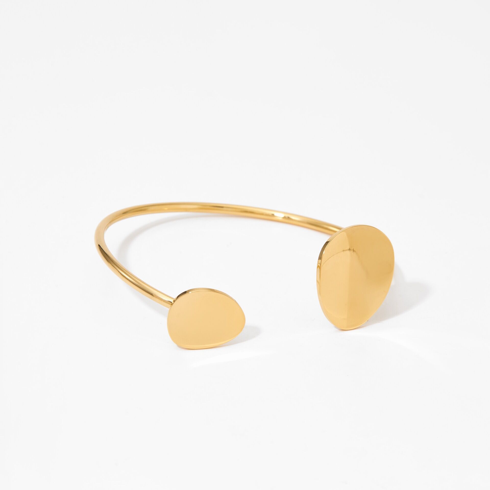 Simple Irregular Shape Stainless Steel Waterproof Gold Color Women's Cuff Bracelets h5 Picture5